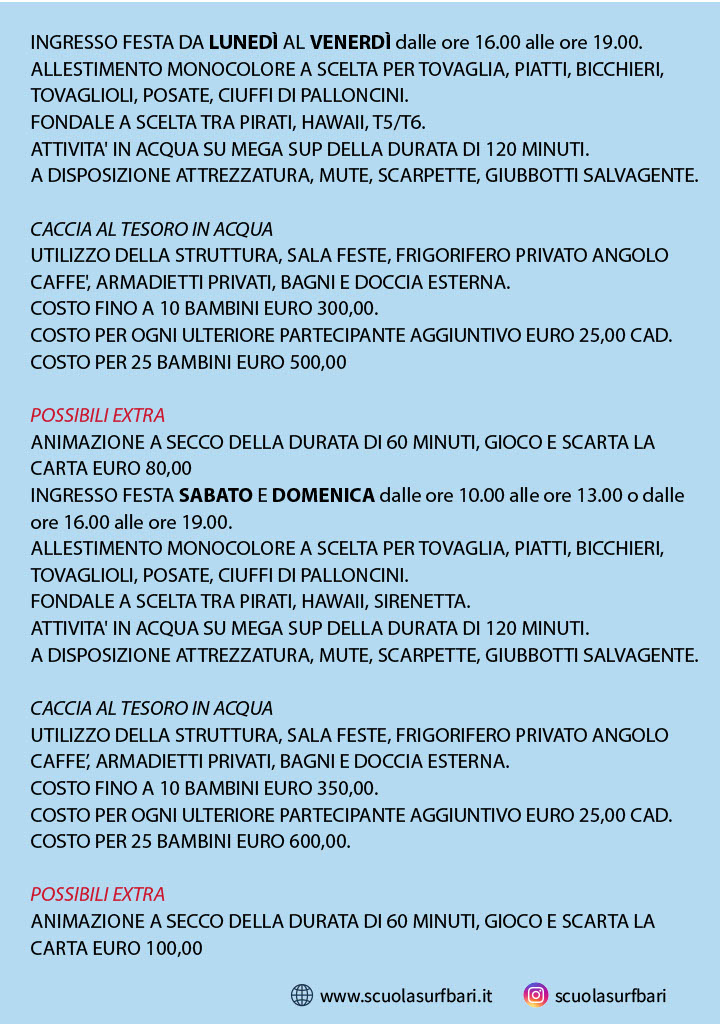 Informazioni Feste Bambini